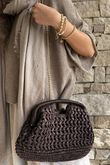 Tarida Raffia Clutch Crossbody Bag Chocolate